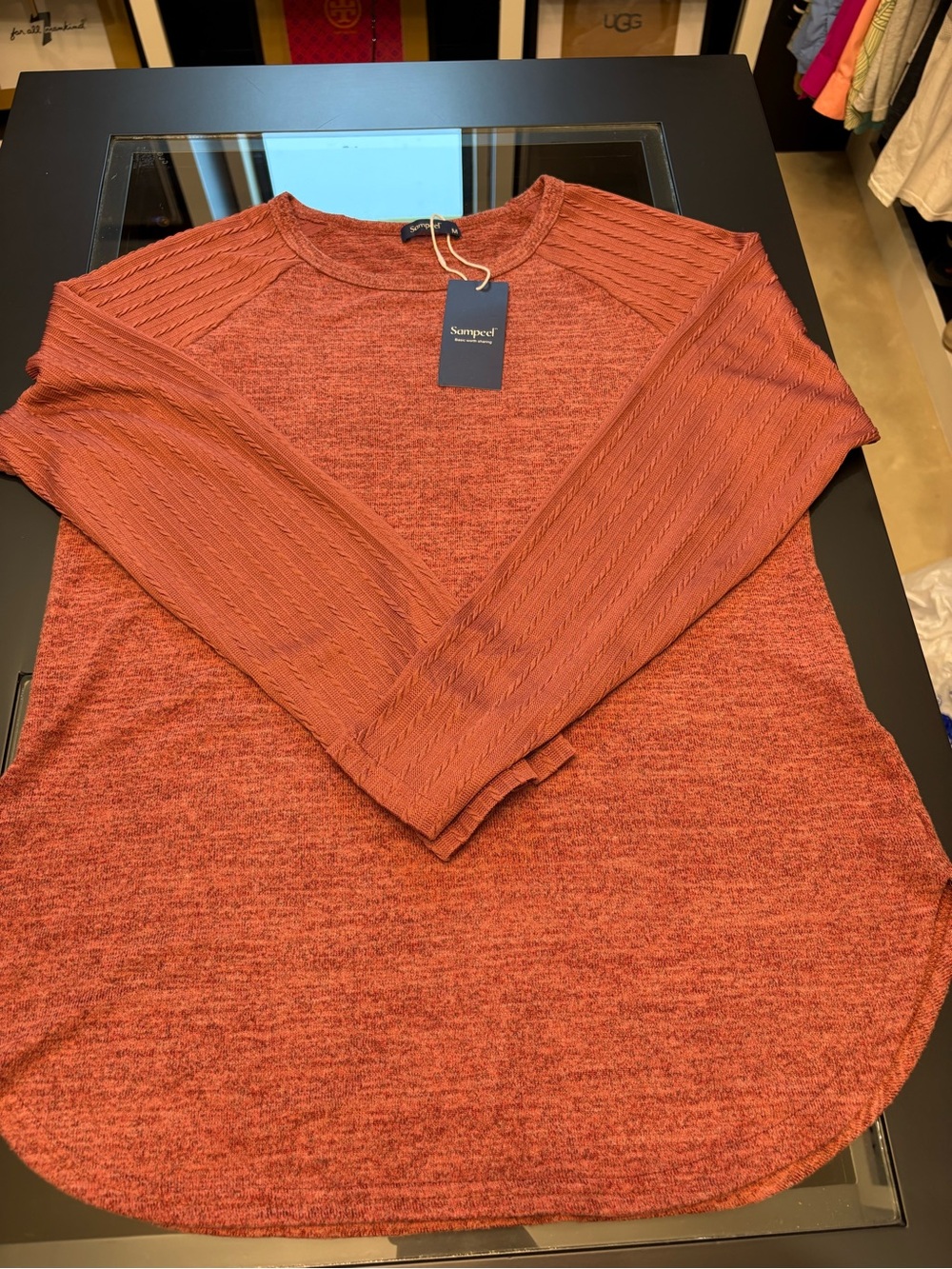 🆕🎉NWT Women's Scoop Neck Rib-Sleeve Sweater - Dusty Rose - Picture 6 of 10